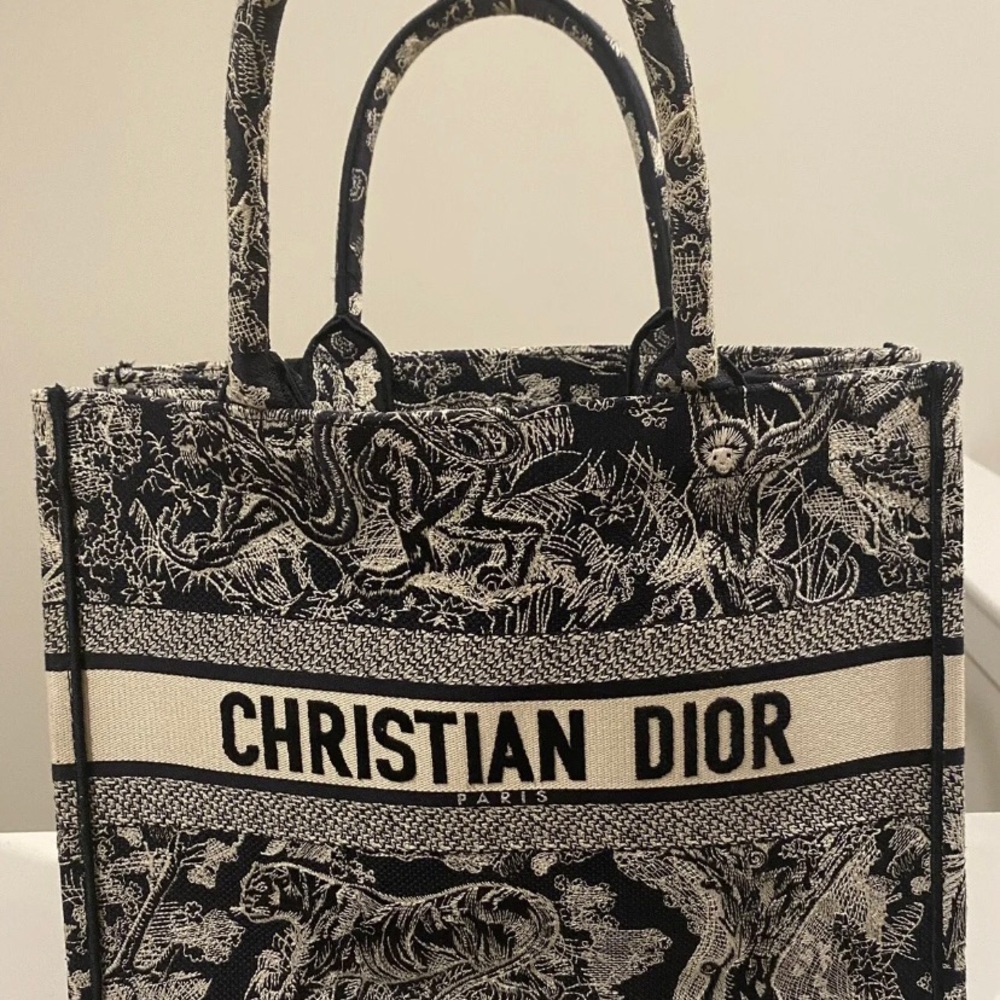 Christian Dior Meduim Book Tote Blue Toile de Jouy Embroidery